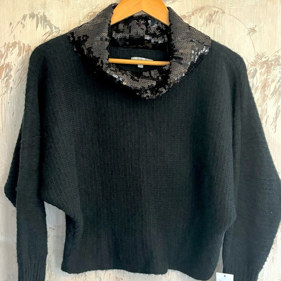 🦃 Charlotte Ruse Black Sequin Cowl Neck Dolman Sweater L NWT. - Picture 10 of 14
